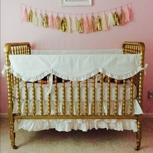 White scalloped crib rail cover